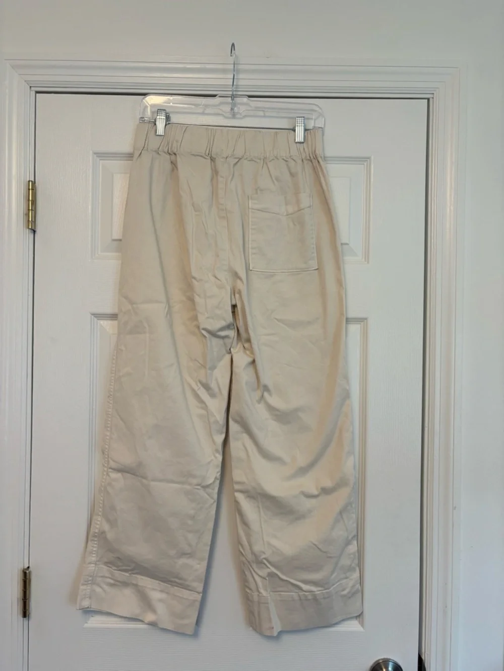 J.Crew Astrid Wide Leg Chino Pants Cream BH357 Size Small Pull On